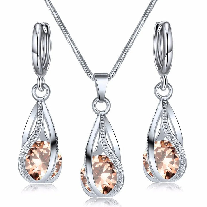 3pcs Necklace and Earrings Crystal Set: Unmatched Elegance