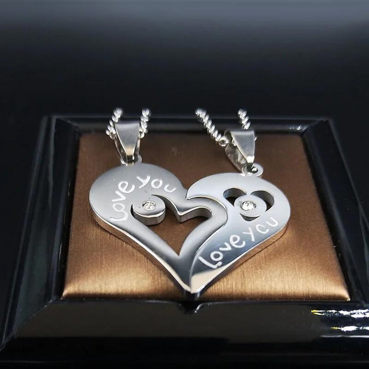 Necklace Love Couple Heart 2 pcs
