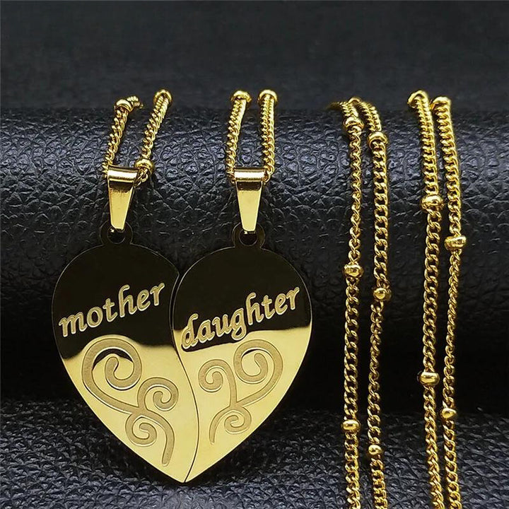 Mother Daughter Necklace Family Heart 2pcs